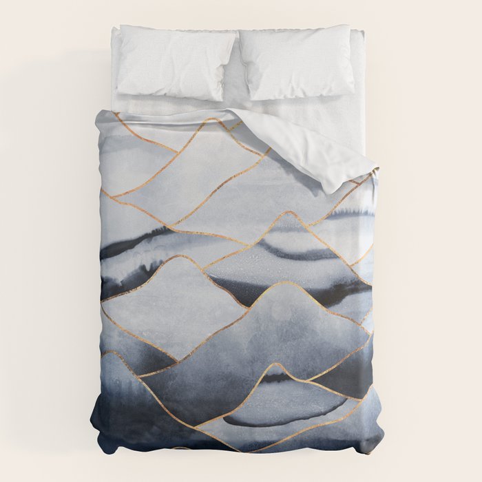 Mountains 2 - Gold Colored Lines Duvet Cover Gallery Image 6