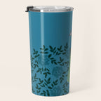 Peacock and Flower - Teal and Blue Travel Mug Gallery Image 3