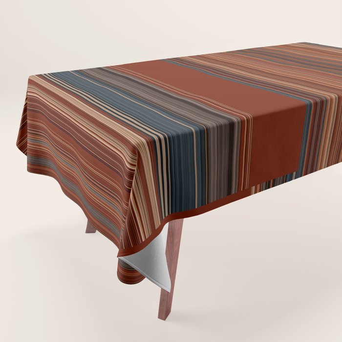 Bold Rust Colorful Stripes Tablecloth Gallery Image 1
