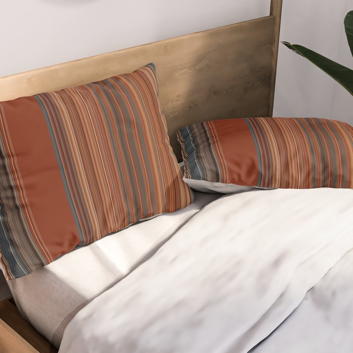 Bold Rust Colorful Stripes Pillow Sham Gallery Image 2