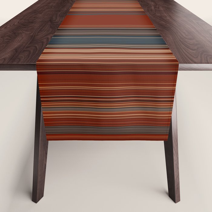 Bold Rust Colorful Stripes Table Runner Gallery Image 1