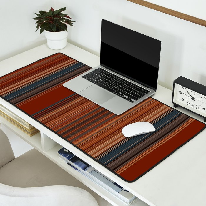 Bold Rust Colorful Stripes Desk Mat Gallery Image 2