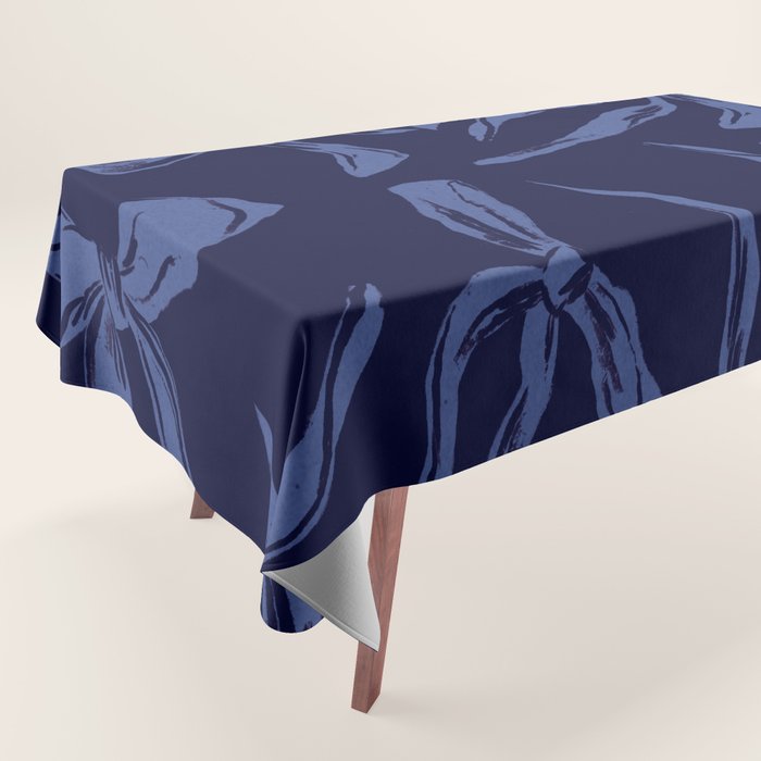 Blue bow pattern with dark background Tablecloth Gallery Image 1
