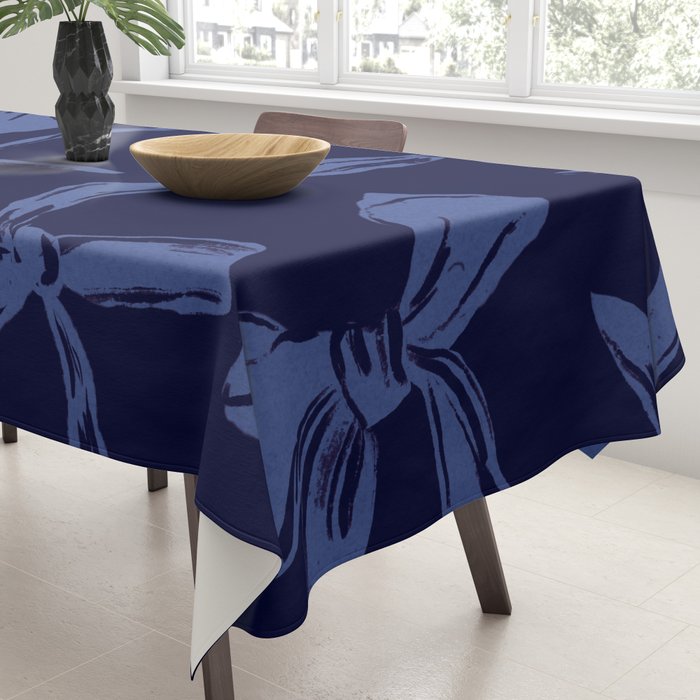Blue bow pattern with dark background Tablecloth Gallery Image 3