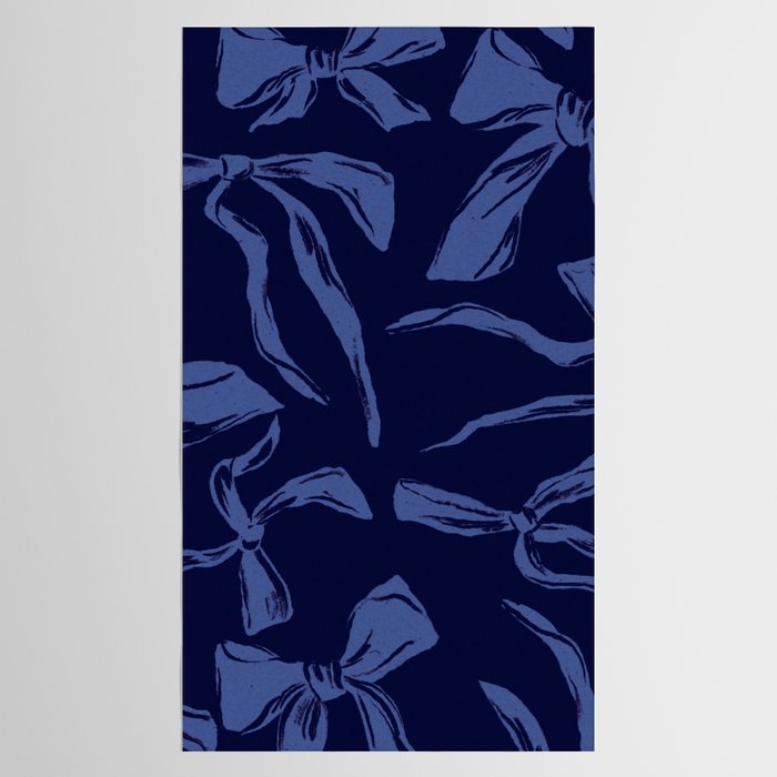 Blue bow pattern with dark background Tablecloth Gallery Image 2