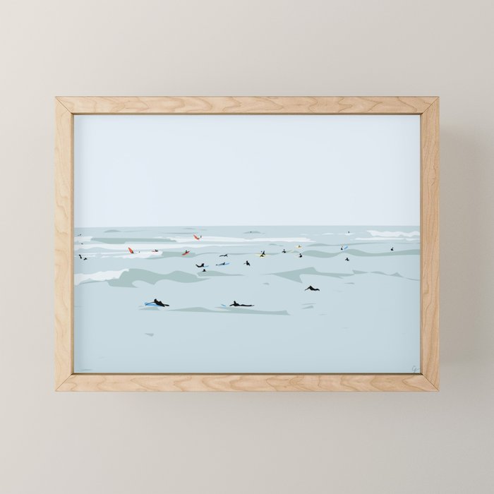 Tiny Surfers in Lima Mini Art Print Gallery Image 1