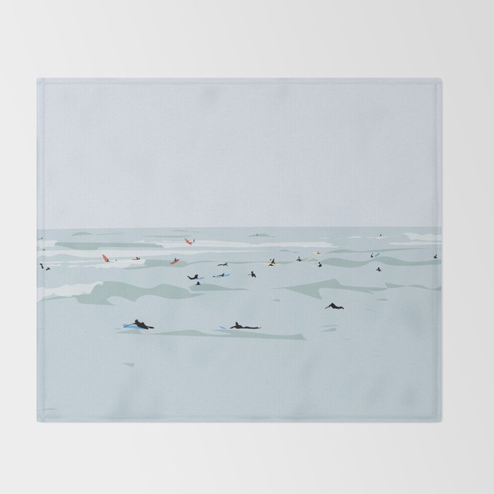 Tiny Surfers in Lima Throw Blanket Gallery Image 2