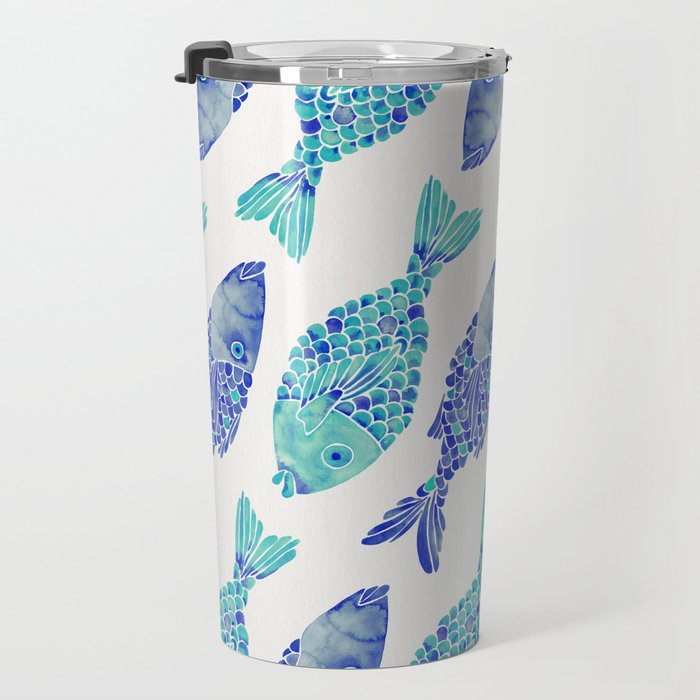Indonesian Fish Duo - Navy & Turquoise Palette Travel Mug Gallery Image 3