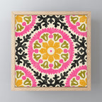 Folk Art Mandala - vintage pink, gold, and avocado green Mini Art Print Gallery Image 1