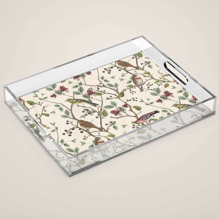Nordic Birds Autumn Whispers Woodland Pattern Acrylic Tray Gallery Image 1