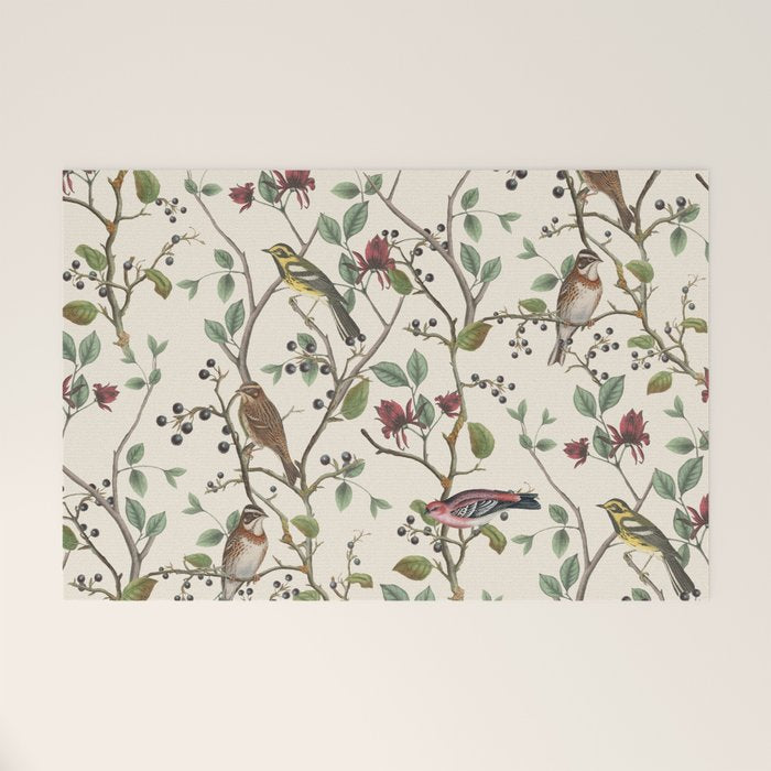 Nordic Birds Autumn Whispers Woodland Pattern Welcome Mat Gallery Image 1