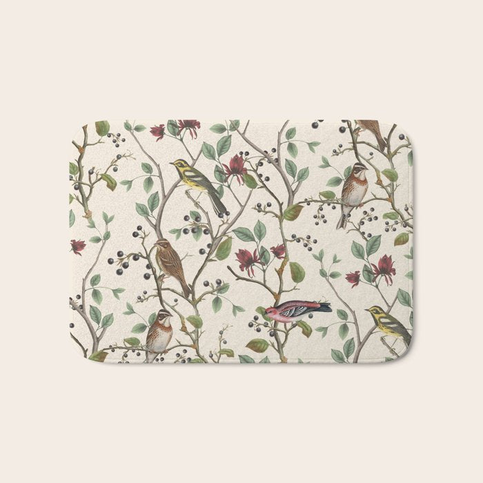 Nordic Birds Autumn Whispers Woodland Pattern Bath Mat Gallery Image 1