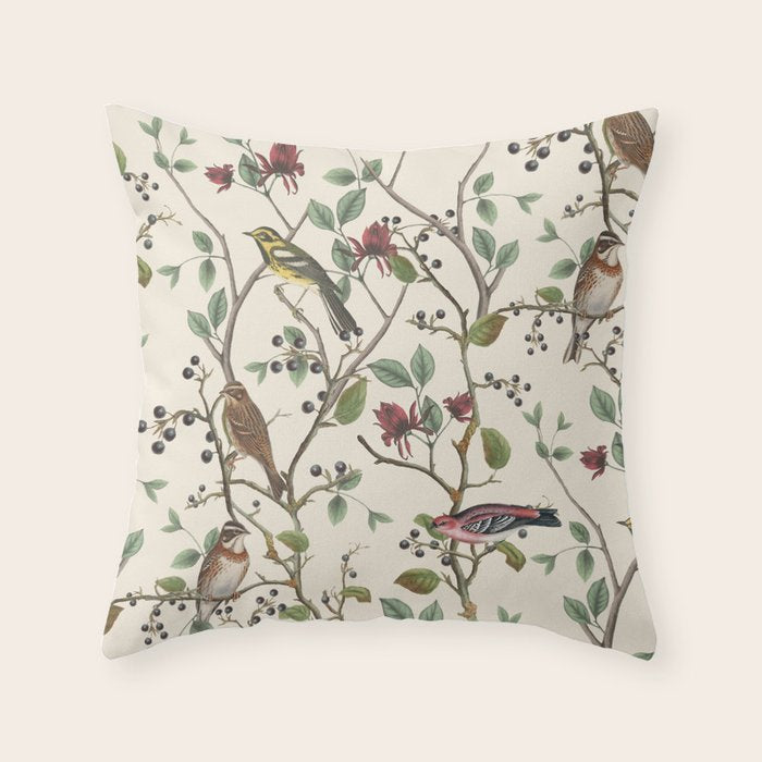 Nordic Birds Autumn Whispers Woodland Pattern Throw Pillow Gallery Image 6
