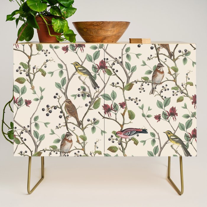 Nordic Birds Autumn Whispers Woodland Pattern Credenza Gallery Image 1