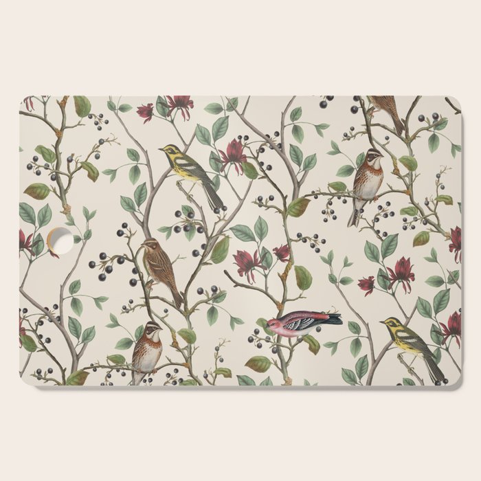 Nordic Birds Autumn Whispers Woodland Pattern Cutting Board Gallery Image 1