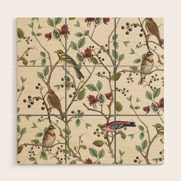 Nordic Birds Autumn Whispers Woodland Pattern Wood Wall Art Gallery Image 1
