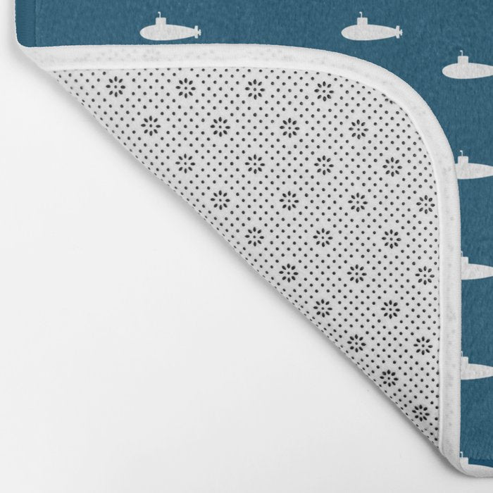 Tiny Submarines - Navy Blue Bath Mat Gallery Image 2