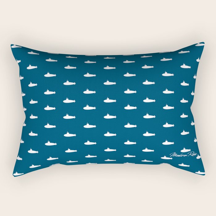 Tiny Submarines - Navy Blue Rectangular Pillow Gallery Image 2