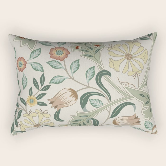 William Morris Wilhelmina Orkney Vintage Pastel Floral Pattern Rectangular Pillow Gallery Image 2