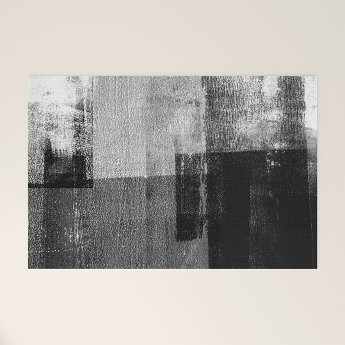 Black and White Minimalist Industrial Abstract Welcome Mat Gallery Image 1