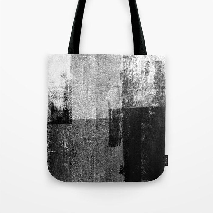 Black and White Minimalist Industrial Abstract Tote Bag Gallery Image 1