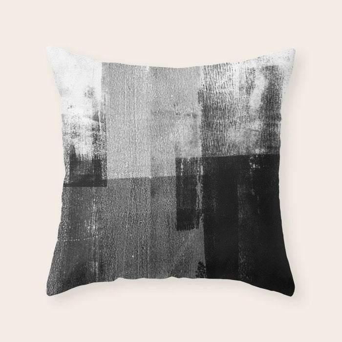 Black and White Minimalist Industrial Abstract Throw Pillow Gallery Image 6