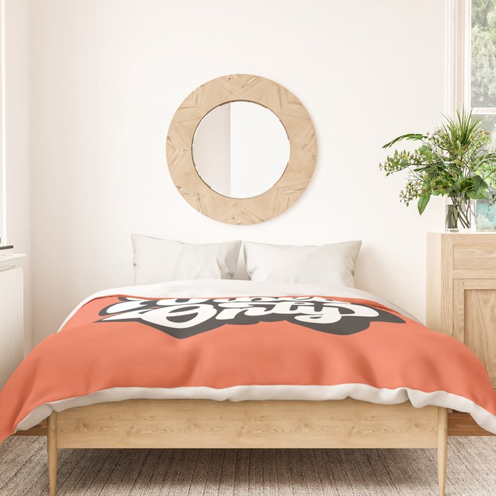 GOOD VIBES ONLY orange red black and white Duvet Cover Gallery Image 3