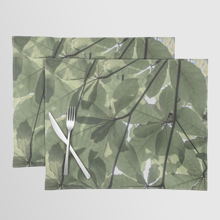 Sage green botanical art print - soft green leaves - nature and travel photography Placemat Gallery Image 1
