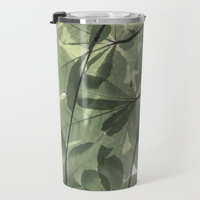 Sage green botanical art print - soft green leaves - nature and travel photography Travel Mug Gallery Image 3