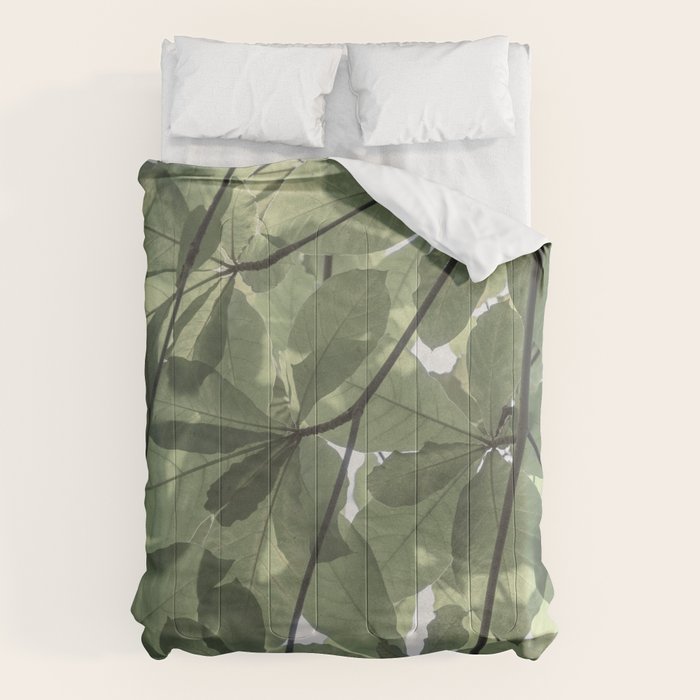 Sage green botanical art print - soft green leaves - nature and travel photography Comforter Gallery Image 6