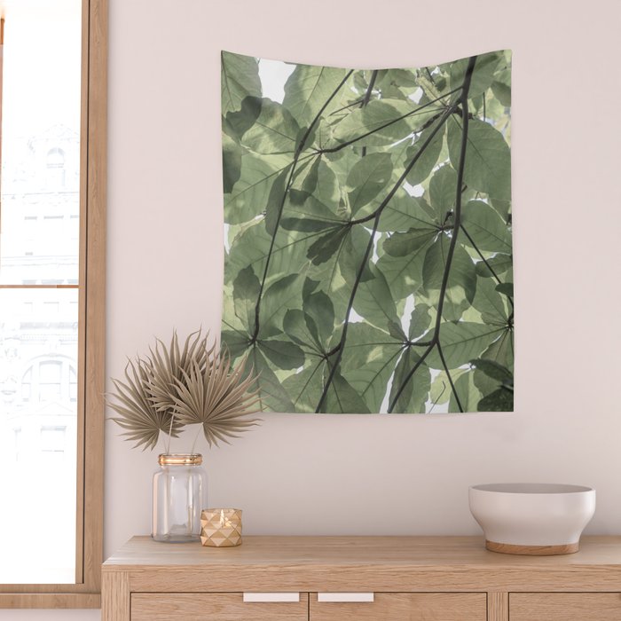 Sage green botanical art print - soft green leaves - nature and travel photography Wall Tapestry Gallery Image 2