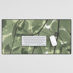 Sage green botanical art print - soft green leaves - nature and travel photography Desk Mat Gallery Image 1