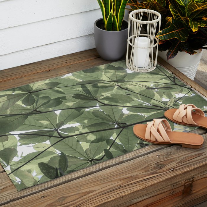 Sage green botanical art print - soft green leaves - nature and travel photography Outdoor Rug Gallery Image 2