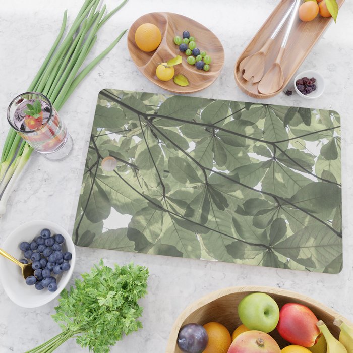 Sage green botanical art print - soft green leaves - nature and travel photography Cutting Board Gallery Image 2