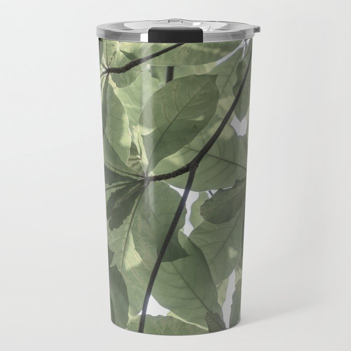 Sage green botanical art print - soft green leaves - nature and travel photography Travel Mug Gallery Image 1