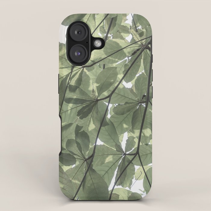 Sage green botanical art print - soft green leaves - nature and travel photography iPhone Case Gallery Image 1