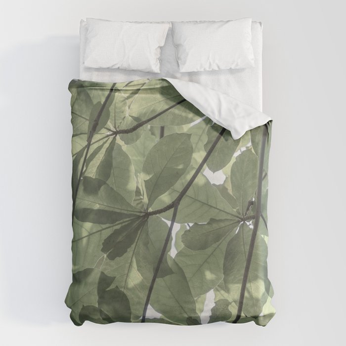 Sage green botanical art print - soft green leaves - nature and travel photography Duvet Cover Gallery Image 1
