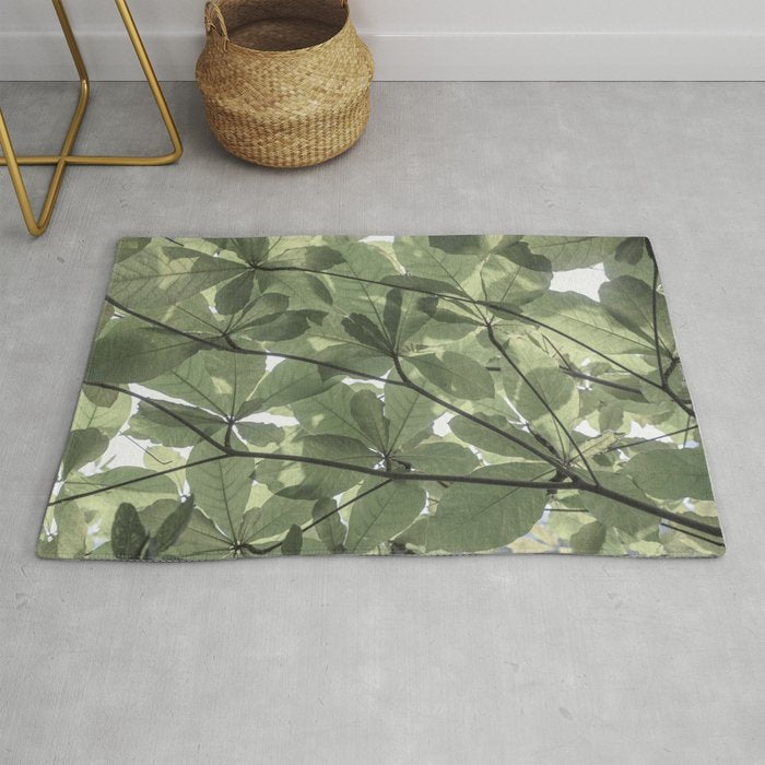 Sage green botanical art print - soft green leaves - nature and travel photography Rug Gallery Image 1