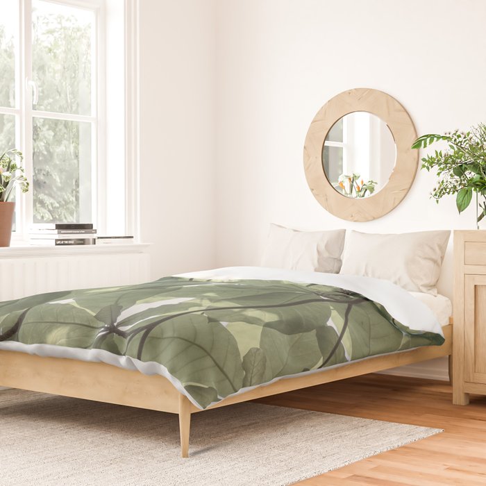 Sage green botanical art print - soft green leaves - nature and travel photography Duvet Cover Gallery Image 2