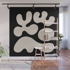 Mid Century Modern Organic Shapes 352 Black and Linen White Wall Mural Gallery Image 1