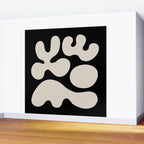 Mid Century Modern Organic Shapes 352 Black and Linen White Wall Mural Gallery Image 2