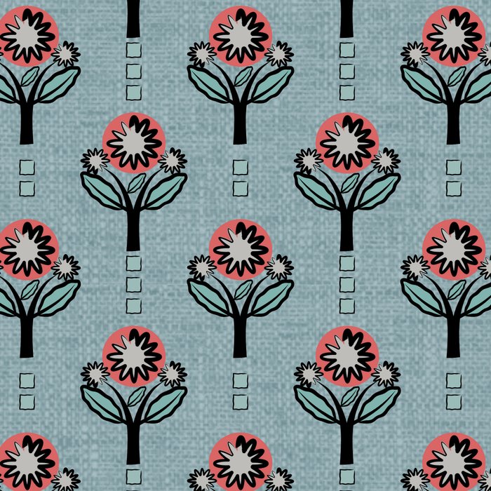 Blockprint Blooms on light blue Coffee Mug Gallery Image 2