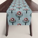 Blockprint Blooms on light blue Table Runner Gallery Image 1