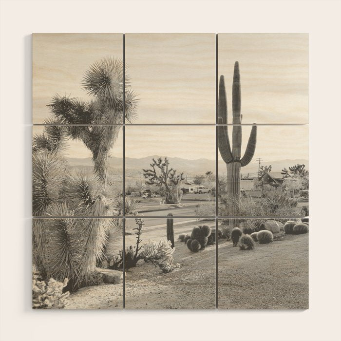 Yucca Valley | Black and White California Landscape Photography Wood Wall Art Gallery Image 1