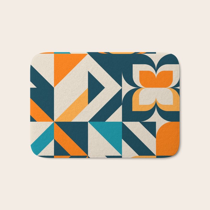 Modern Geometric flowers pattern Bath Mat Gallery Image 1