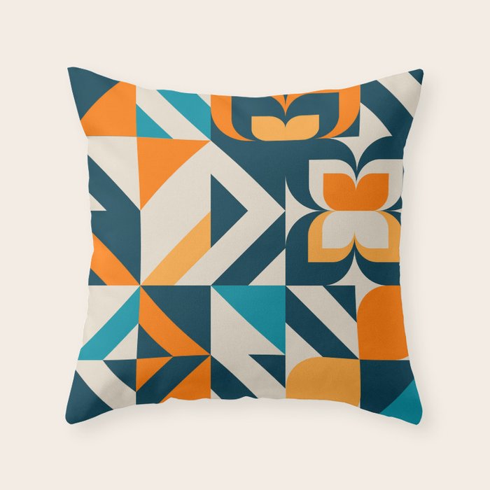 Modern Geometric flowers pattern Throw Pillow Gallery Image 6