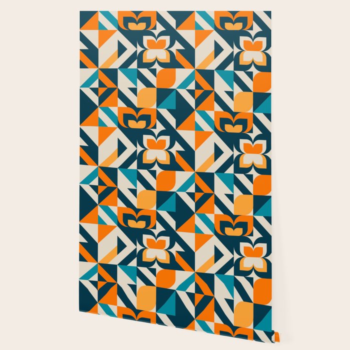 Modern Geometric flowers pattern Wallpaper Gallery Image 2