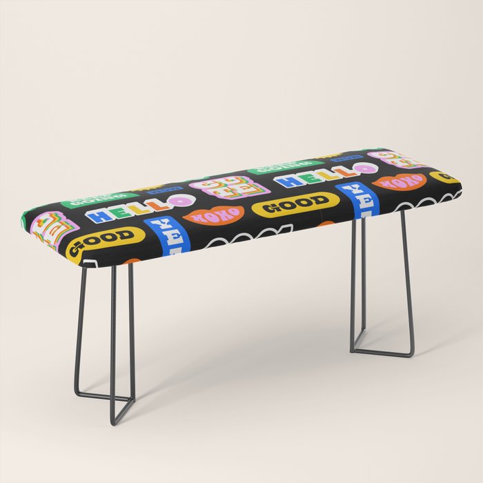 Fun retro quote sticker pattern Bench Gallery Image 1