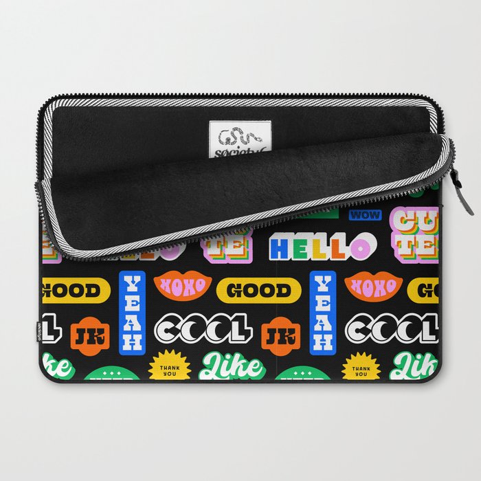Fun retro quote sticker pattern Laptop Sleeve Gallery Image 2