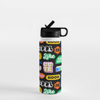 Fun retro quote sticker pattern Water Bottle Gallery Image 1